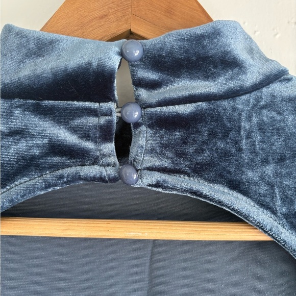 Backless Velvet Formal Bodycon Maxi Dress Denim Blue - Picture 5 of 6